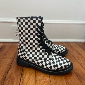 Black and white checkered boots